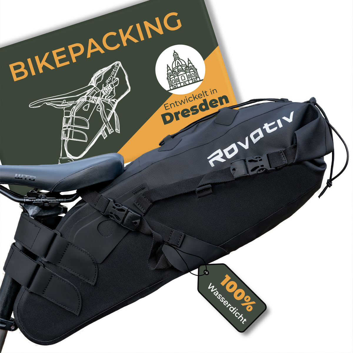 satteltasche rennrad 10 liter Rovativ® - Bikepacking Satteltasche [10 Liter] 100% Wasserdicht - super  fester Halt - Fahrrad Satteltasche aus TPU-Gewebe